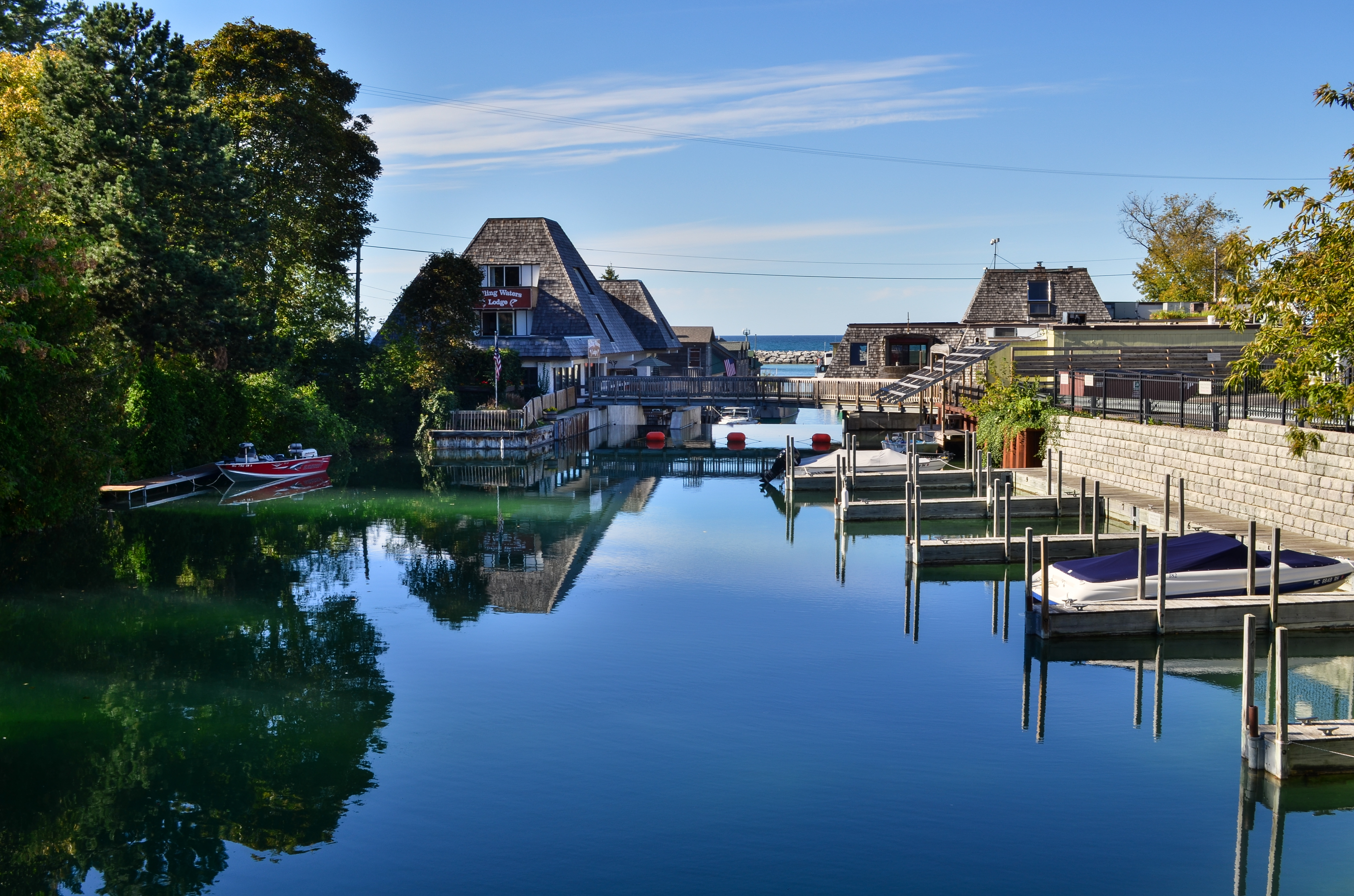 Leland Michigan Waterfront - Aerial View